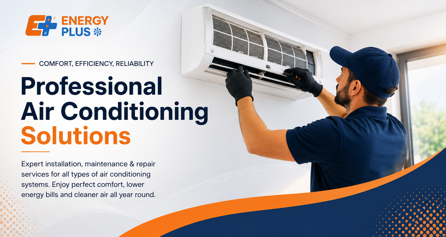 Split and package air conditioning installation by Energy Plus Cyprus